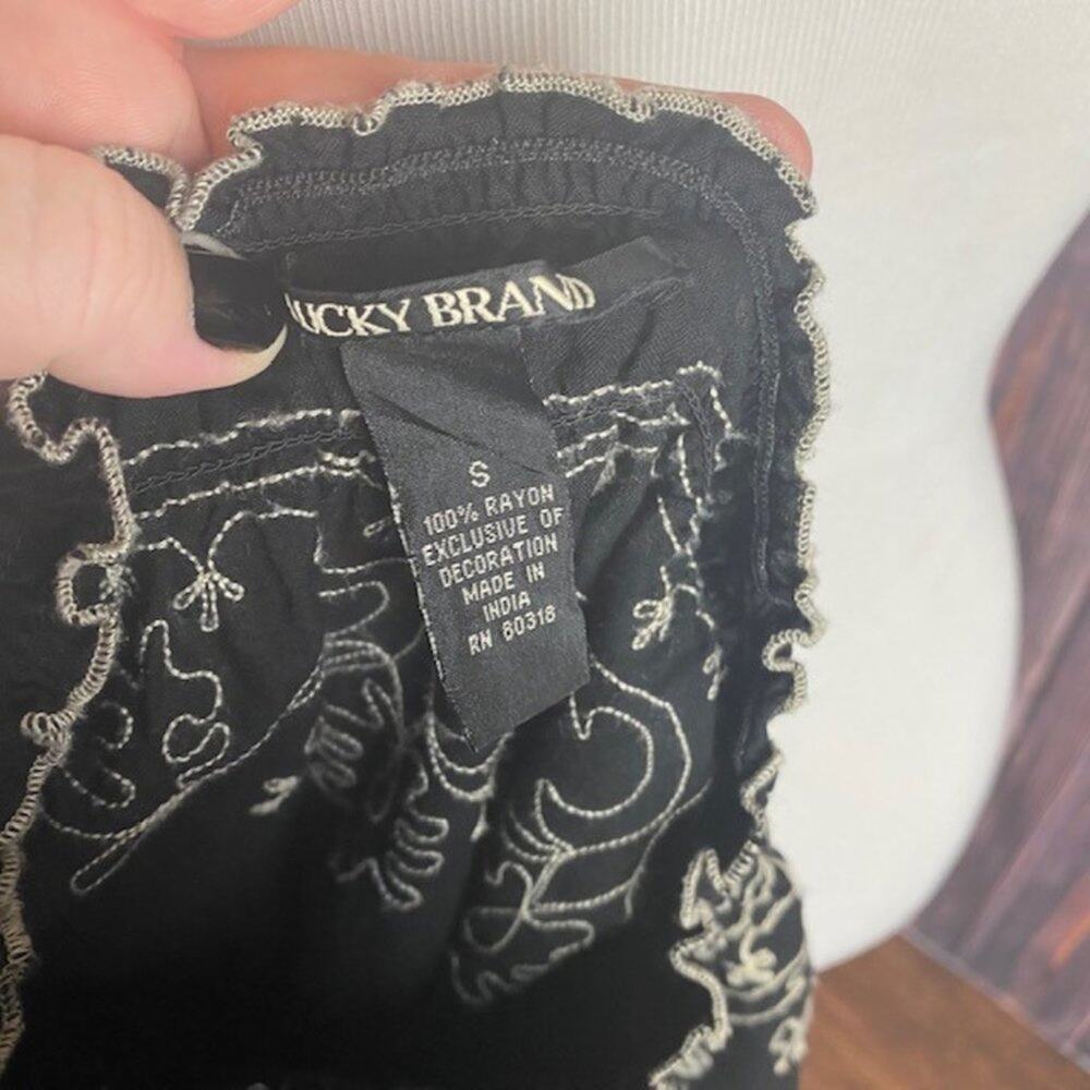 Lucky Brand Women's Black Embroidered 3/4 Sleeve Boho Tunic Dress Size Small - Picture 6 of 7